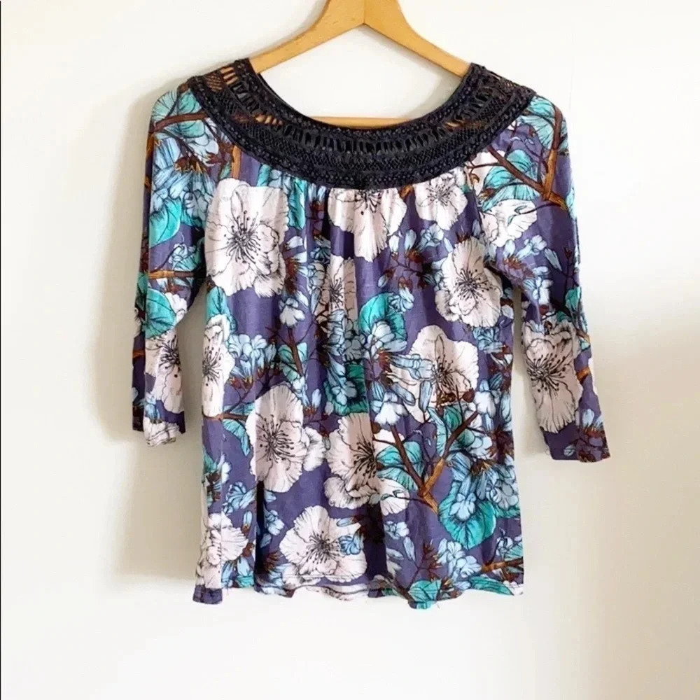 Anthropologie Meadow Rue Floral Print Top